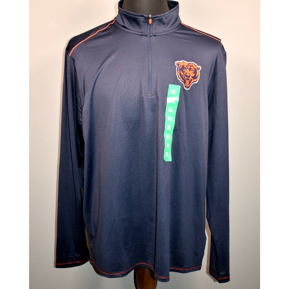 Mens NFL Antigua Apparel Chicago Bears Navy Orange 1/4 Zip XLarge Pullover NEW